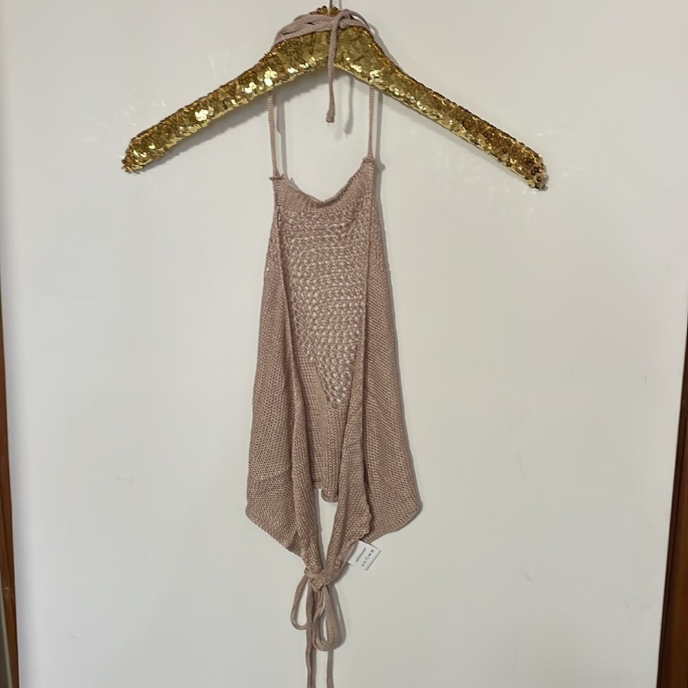 Nude Crochet Bathing Suit  Cover Up Crop Top - Picture 12 of 17